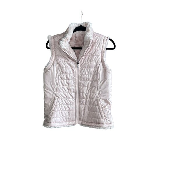 Original Nicole Miller Light Pink Quilted Faux Fur Lined Vest Size Small - Picture 1 of 9